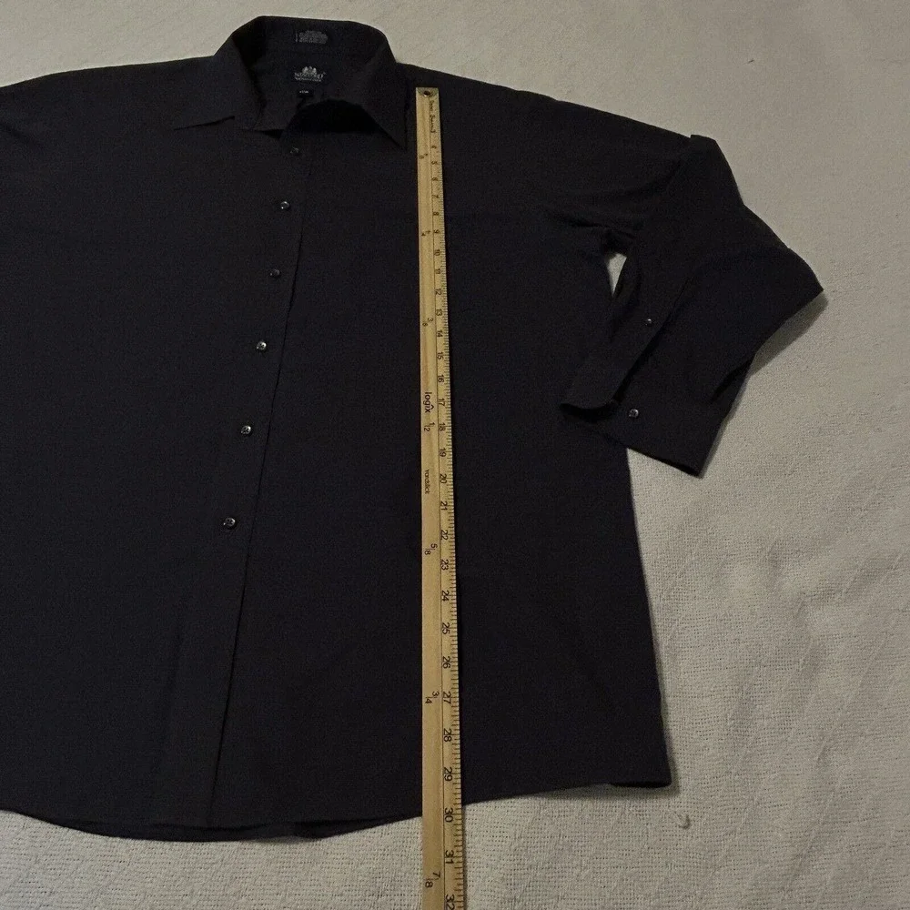 Stafford Long Sleeve Mens Size 17 1/2 34-35 Purple With White Stripes - Picture 12 of 16